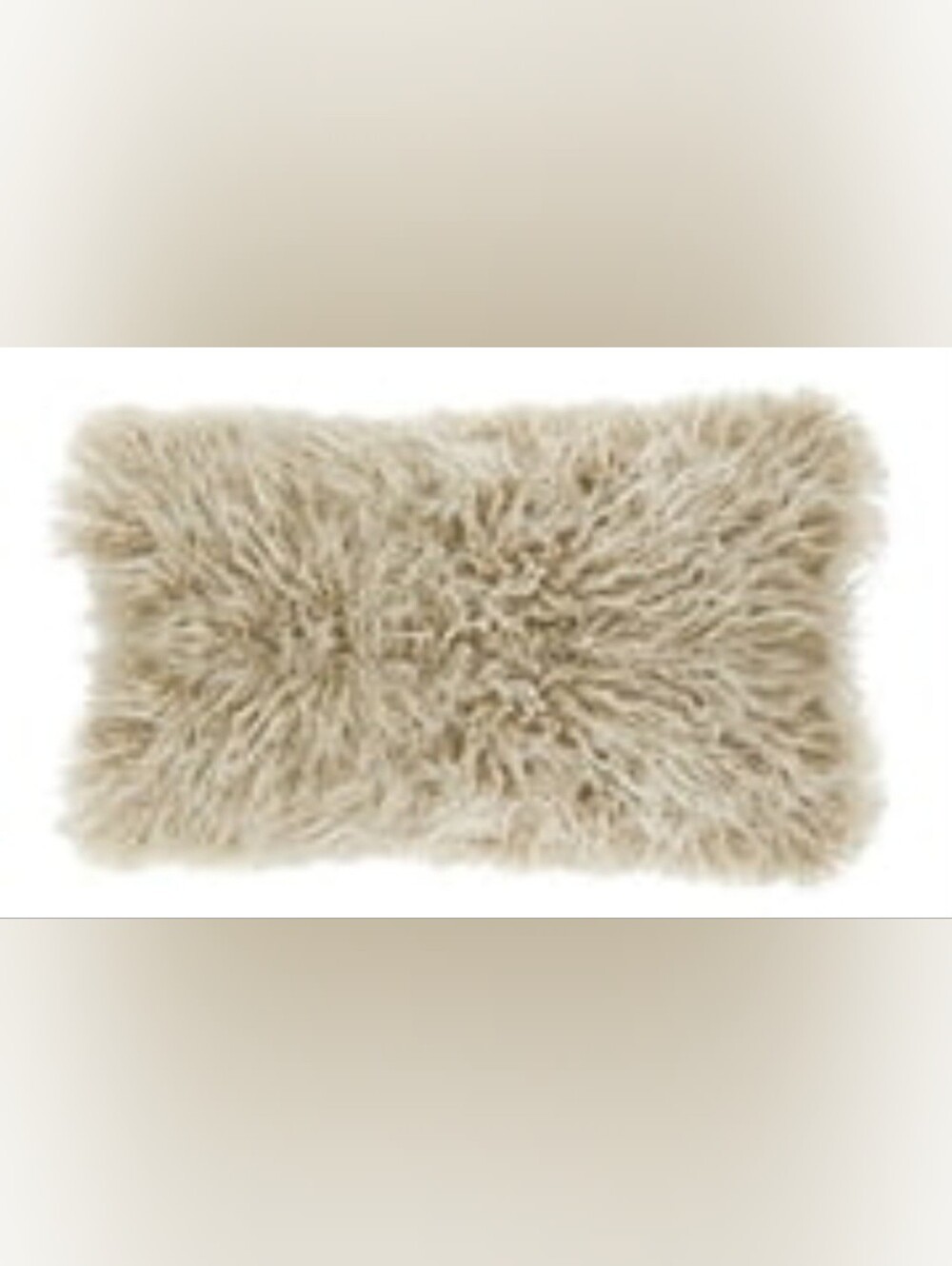 Hudson Park Mongolian Faux Fur 12'' X 22'' Decorative Pillow Warm Vanilla